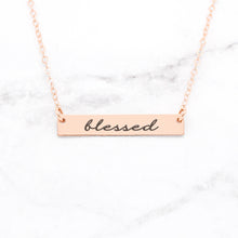 Load image into Gallery viewer, Blessed Necklace - Rose Gold Bar Necklace