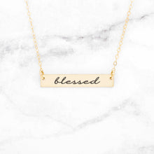 Load image into Gallery viewer, Blessed Necklace - Rose Gold Bar Necklace